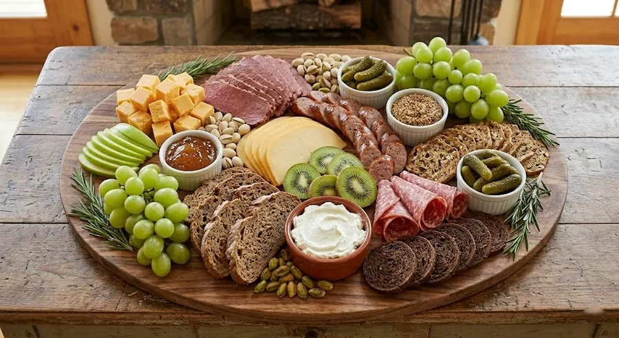 St Patrick's Day board with Irish cheddar, corned beef and soda bread