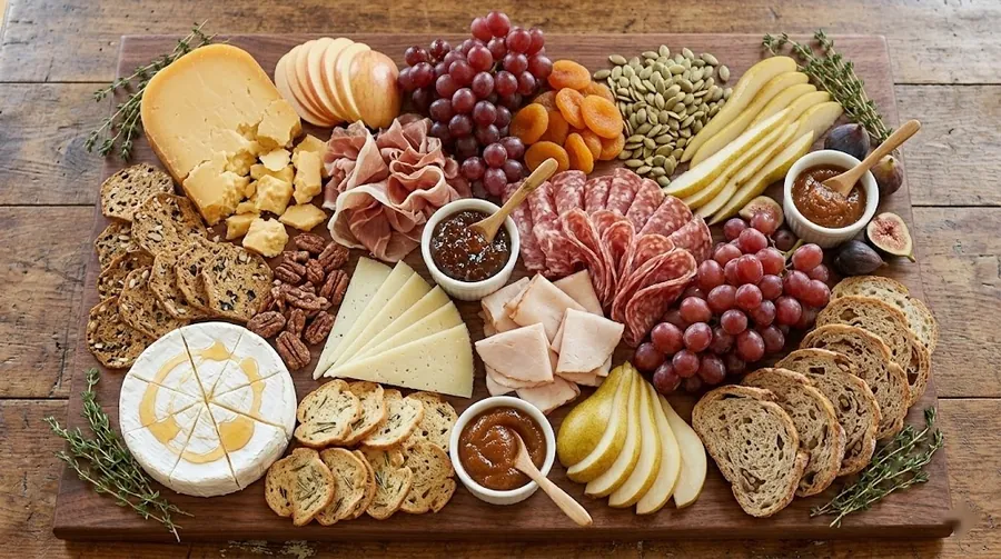 Fall harvest board with aged Gouda, figs, pears and squash