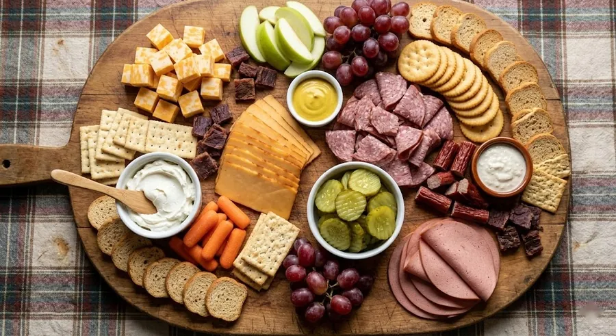 Midwest board with Colby Jack, summer sausage and unpretentious classics