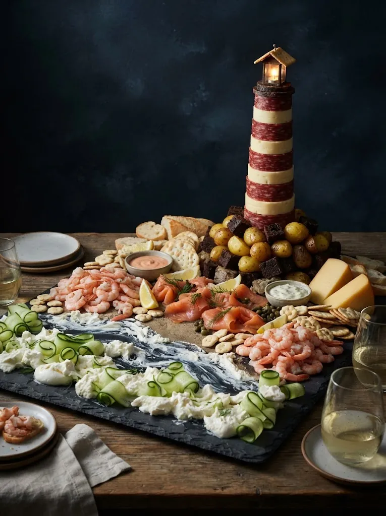 Lighthouse Charcuterie Board: the finished board