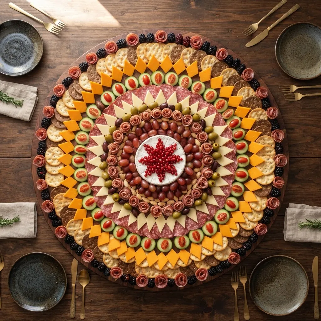 Mandala Charcuterie Board: the finished board