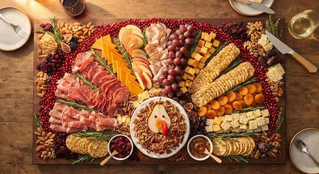 Thanksgiving Turkey Charcuterie Board: the finished board
