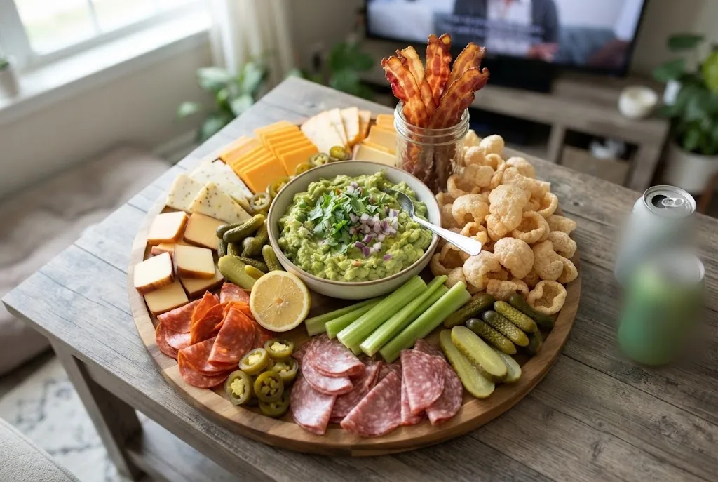Keto Game Day Board: the finished board