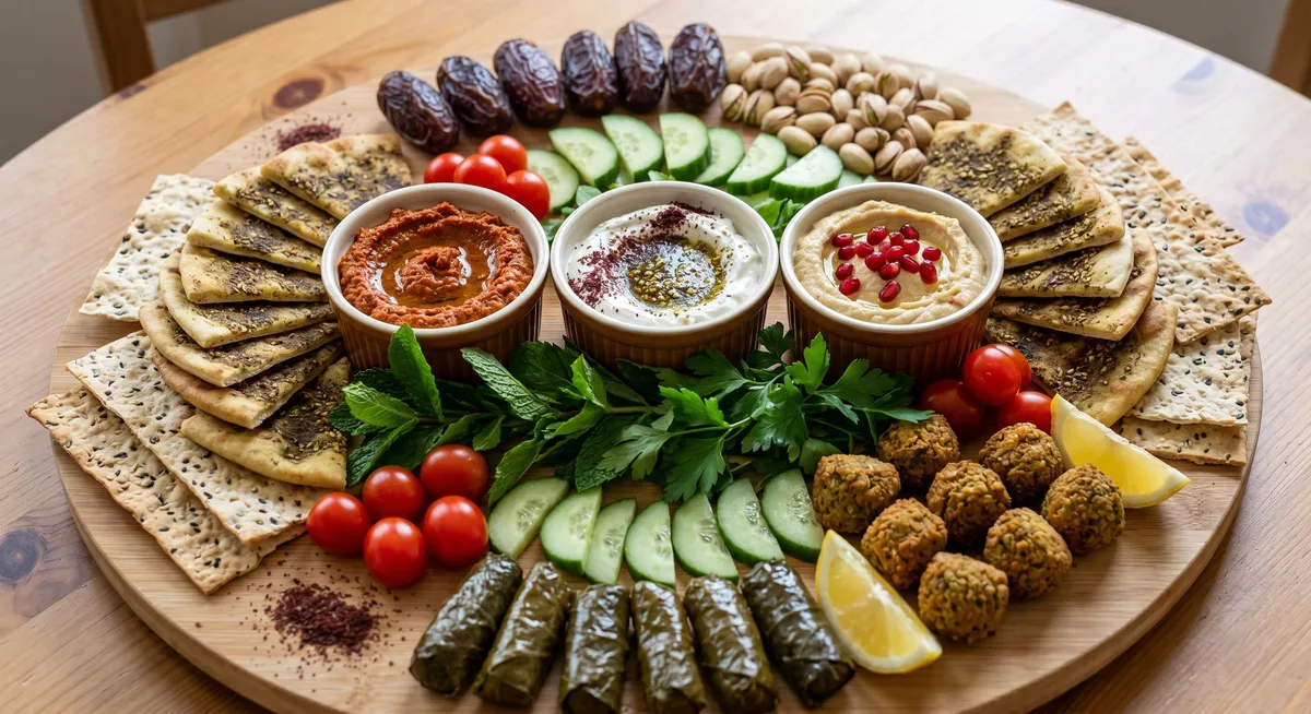 Plant-Based Middle Eastern Mezze Board: the finished board