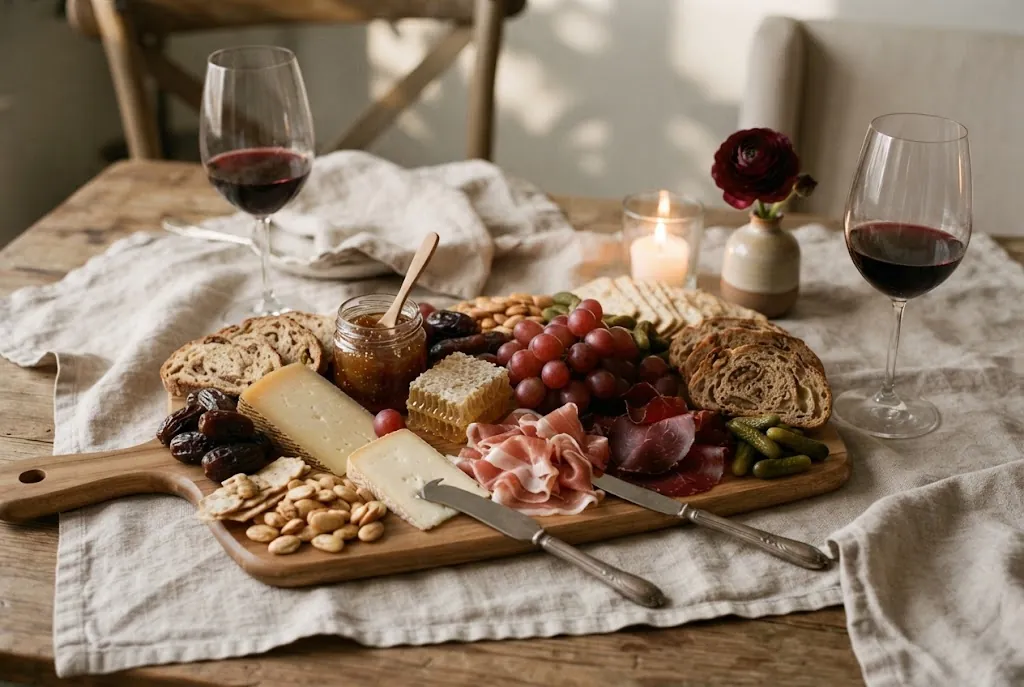 Anniversary Charcuterie Board for Two: the finished board
