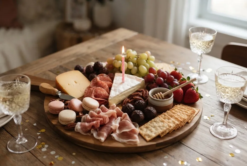 Birthday Charcuterie Board for Two: the finished board