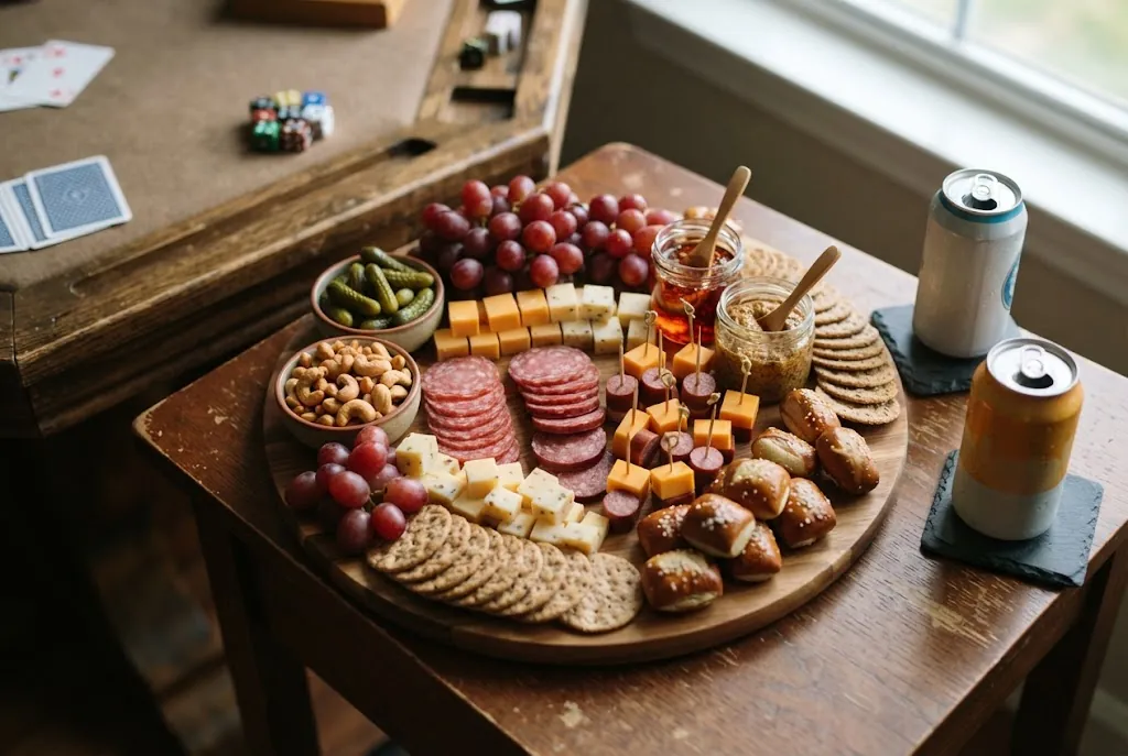 Game Night Snack Board for Two: the finished board