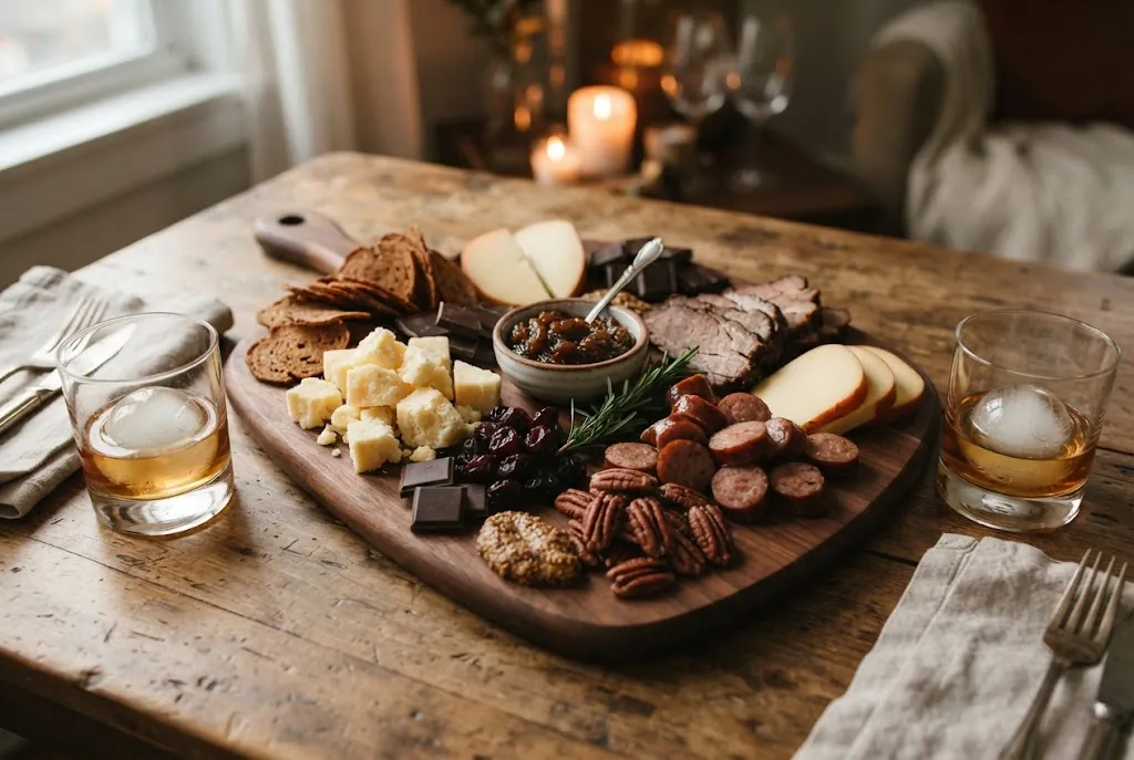 Whiskey & Smoke Board for Two: the finished board