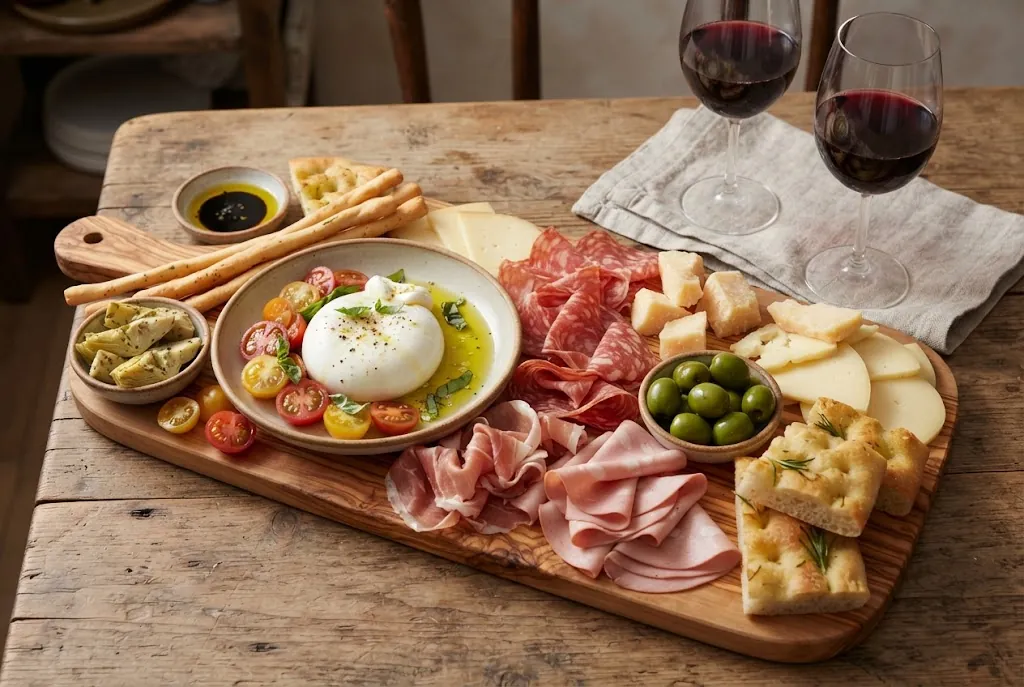 Italian Antipasto Board for Two: the finished board