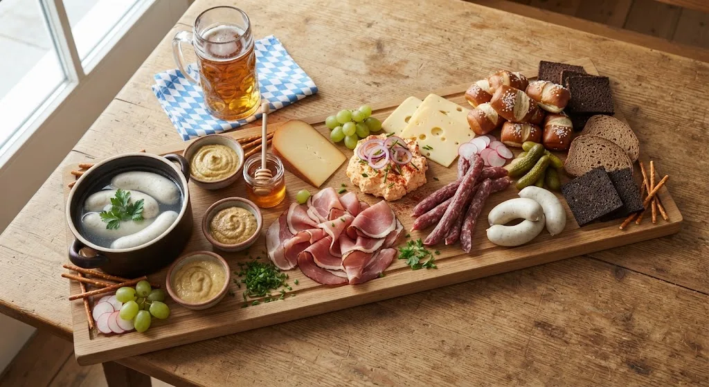 German Bavarian Charcuterie Board: the finished board