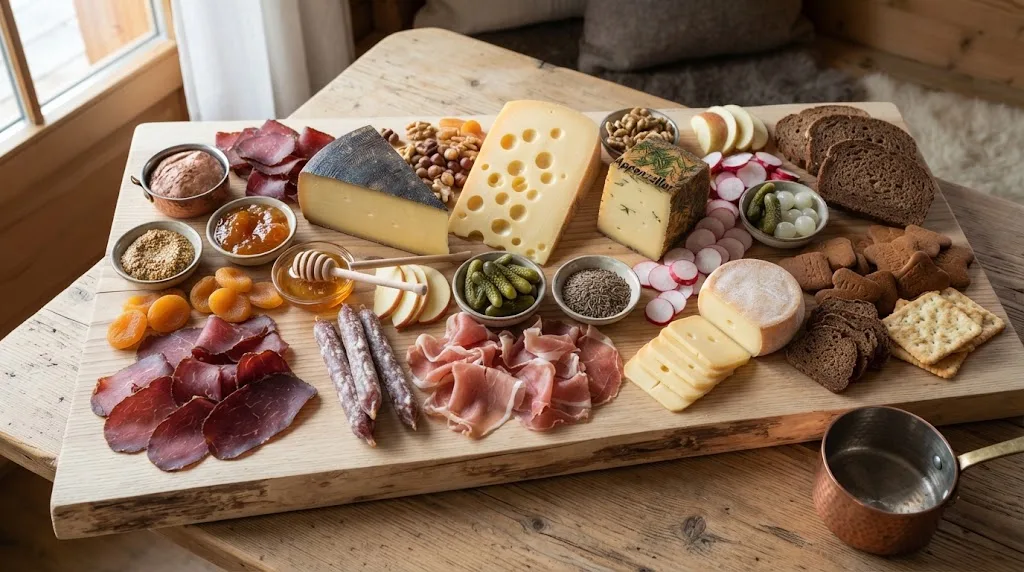 Swiss Alpine Charcuterie Board: the finished board