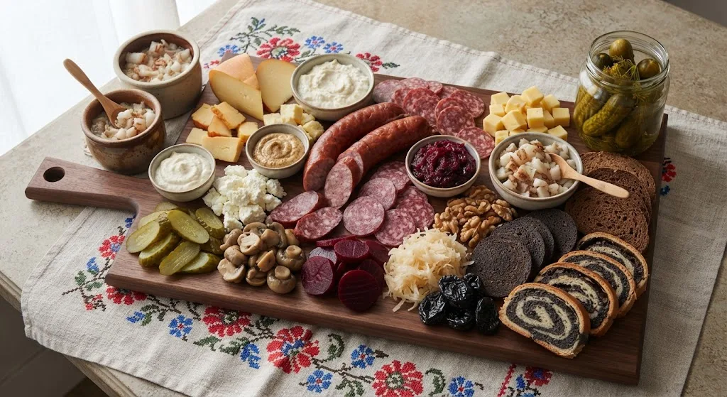 Eastern European Deli Charcuterie Board: the finished board