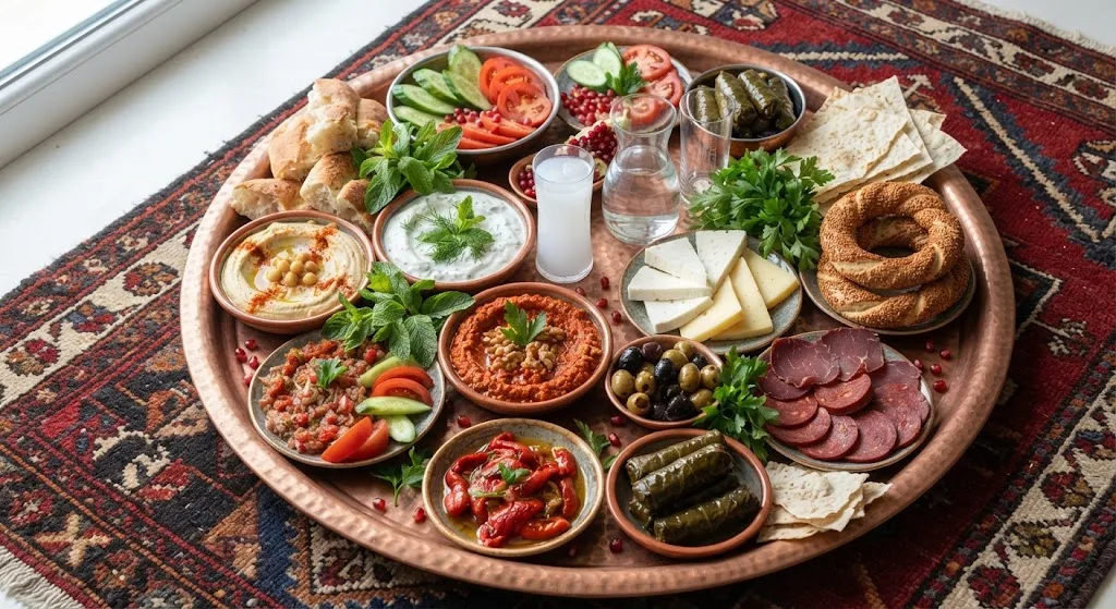 Turkish Meze Charcuterie Board: the finished board