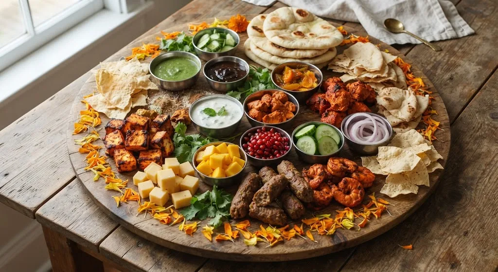 Indian Charcuterie Board: the finished board