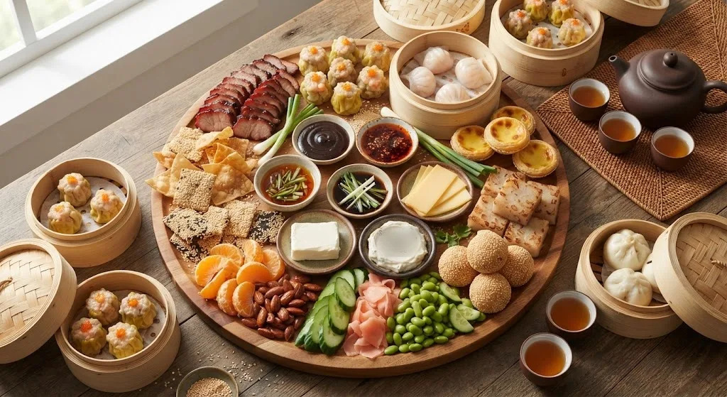 Dim Sum Charcuterie Board: the finished board