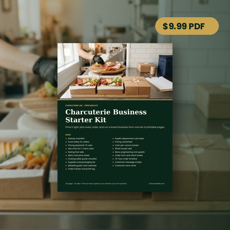 Charcuterie Business Starter Kit: printable PDF cover