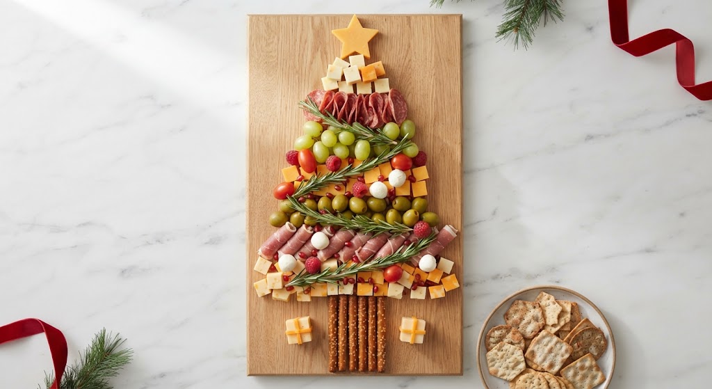 Christmas Tree Charcuterie Board (and Christmas Tree Veggie Tray): Serves 8 to 20