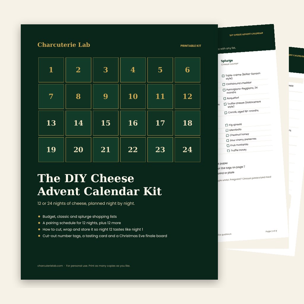 DIY Cheese Advent Calendar Kit: printable PDF cover