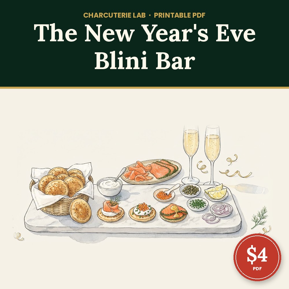 New Year's Eve Blini Bar: printable PDF cover