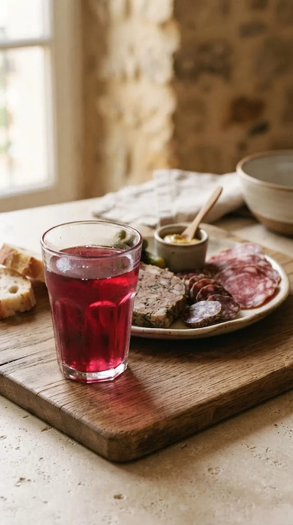 A glass of Beaujolais with Pâté de Campagne