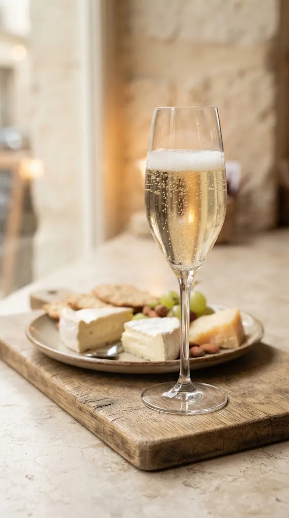 A glass of Champagne & Prosecco with Triple-Crème