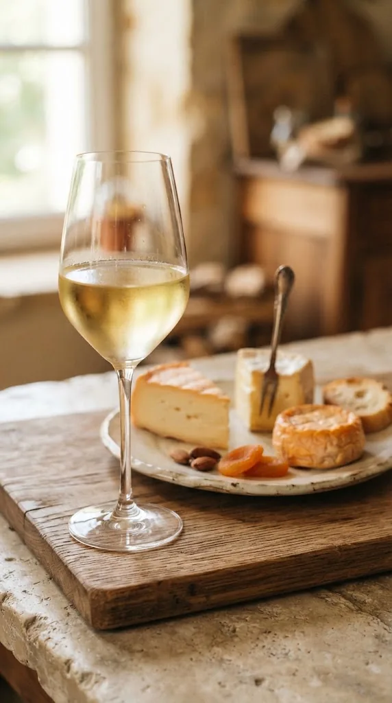 A glass of Riesling with Muenster