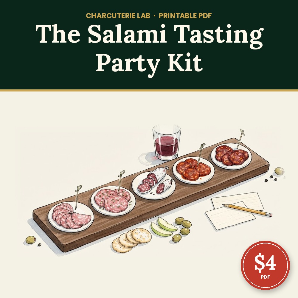 Salami Tasting Party Kit: printable PDF cover