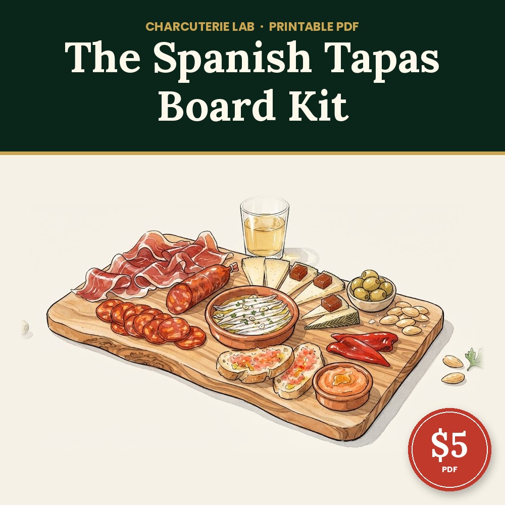 Spanish Tapas Board Kit: printable PDF cover