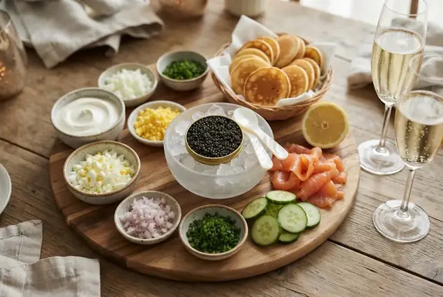 Caviar & Crème Fraîche Board for Two